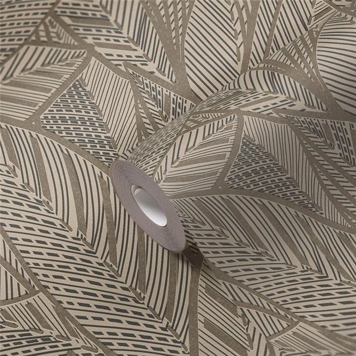 Papeldecor|Modern Large Black Leaf Floral Wallpaper|Floral