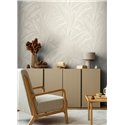 Papeldecor|Papier peint floral grandes feuilles blanches et grises|Floral