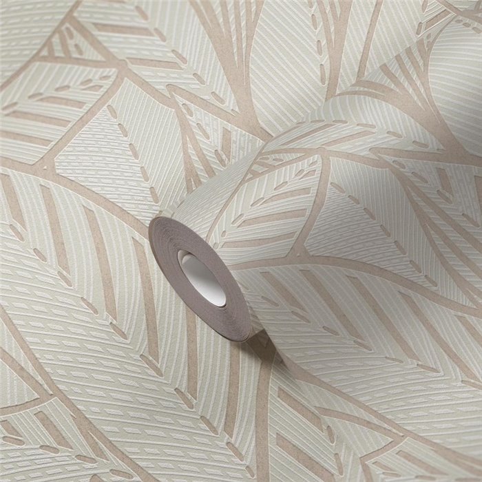 Papeldecor|Papier peint floral grandes feuilles blanches et grises|Floral
