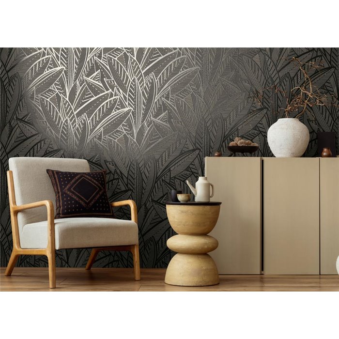 Papeldecor|Papier peint floral moderne noir|Floral
