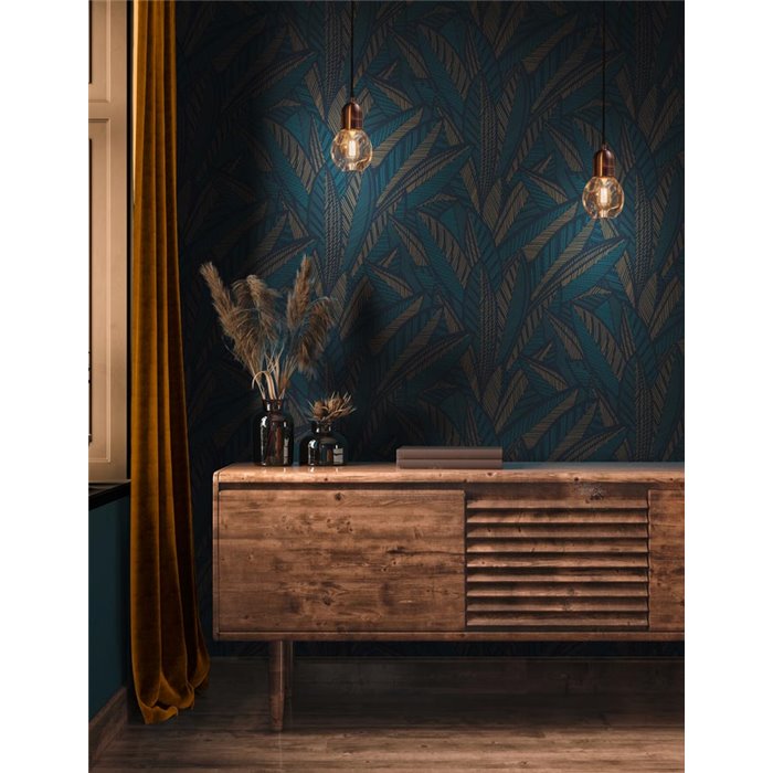 Papel pintado floral moderno azul y verde - Papeldecor Lumière 2026399335