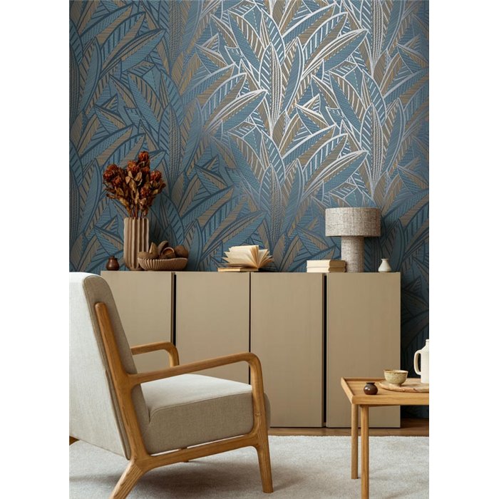 Papeldecor|Papier peint floral moderne bleu et vert|Floral