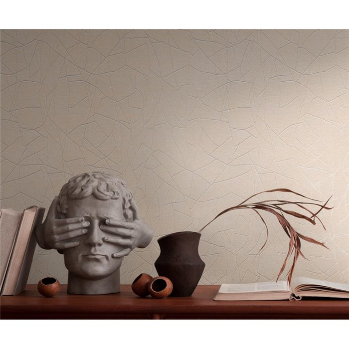 Papel pintado moderno patrón abstracto beige y blanco - Papeldecor Lumière 2026399342