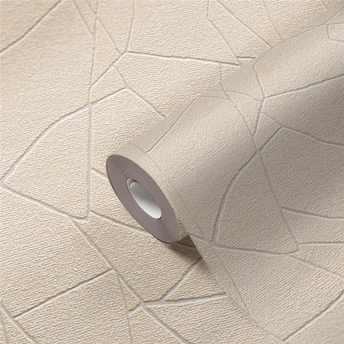 Papeldecor|Modern Abstract Pattern Beige and White Wallpaper|Wallpaper
