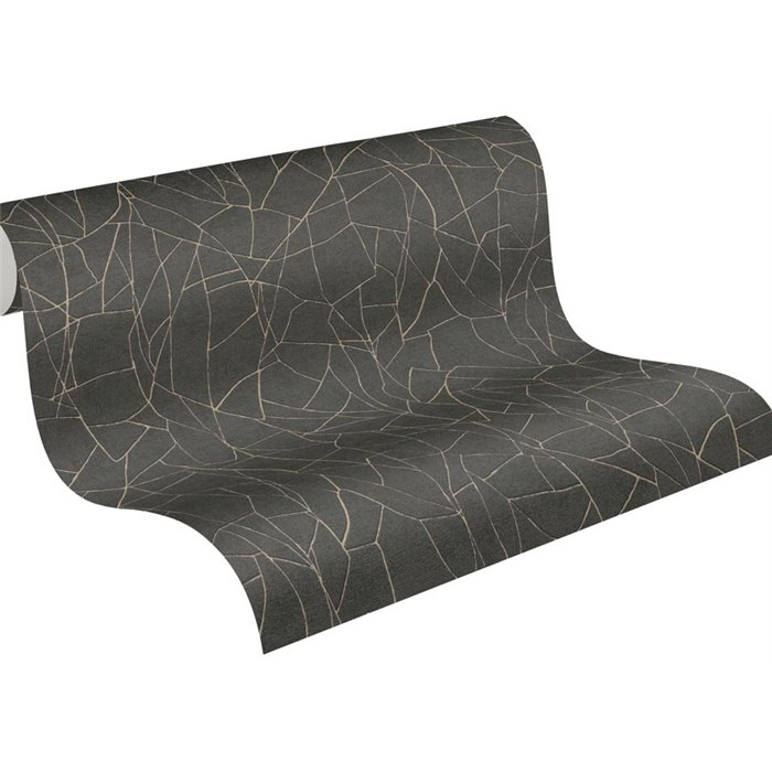 Papeldecor|Papier peint moderne motif abstrait métallisé et noir|Abstrait