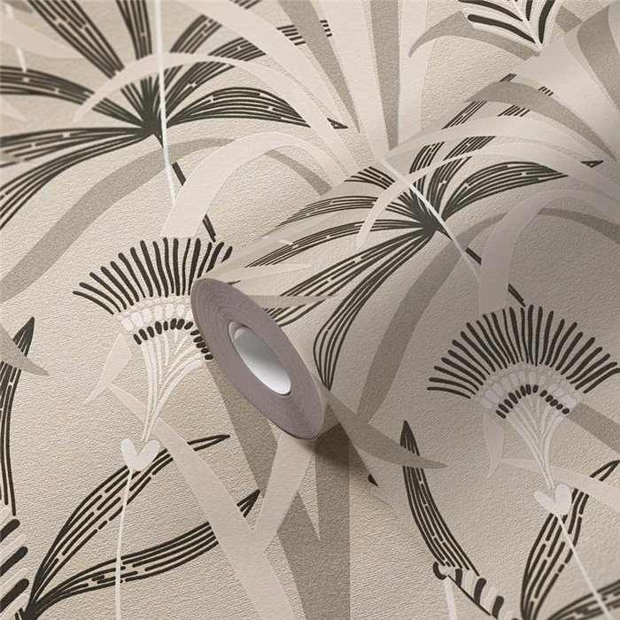 Papeldecor|Papier peint botanique Art Déco blanc et noir|Art Déco