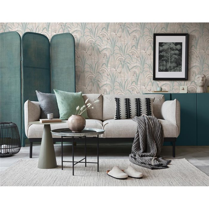 Papeldecor|Papier peint Art Déco bleu et gris motif botanique|Art Déco