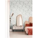 Papeldecor|Papier peint Art Déco bleu et gris motif botanique|Art Déco