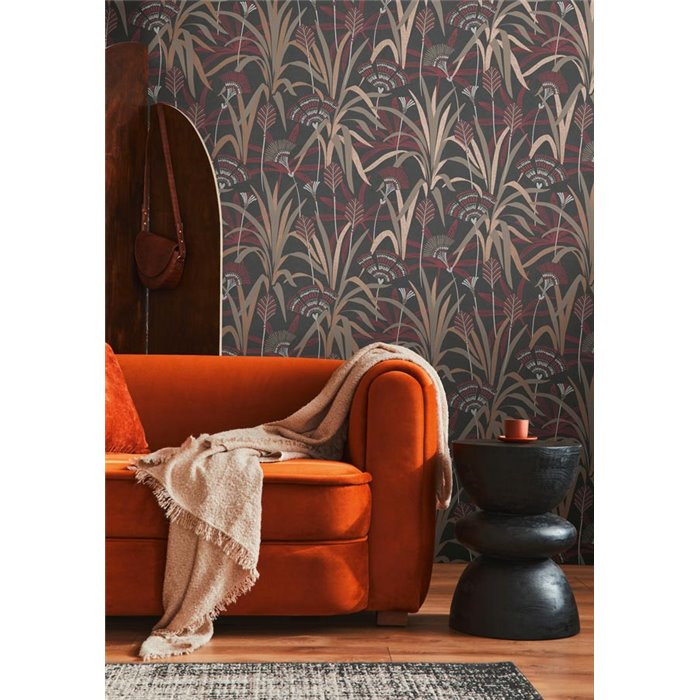 Papeldecor|Papier peint botanique style Art Déco noir|Art Déco