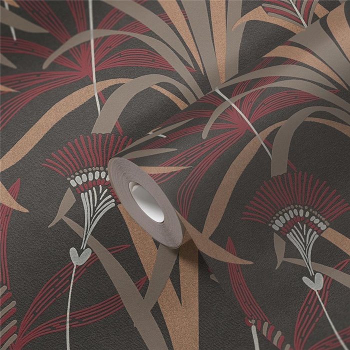 Papeldecor|Papier peint botanique style Art Déco noir|Art Déco