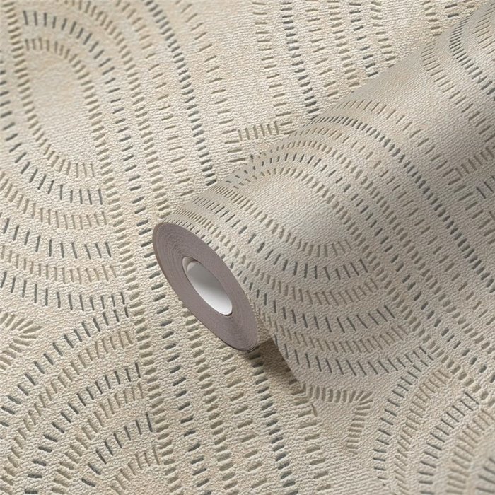 Papeldecor|Papier peint Art Déco moderne beige métallisé|Papier Peint