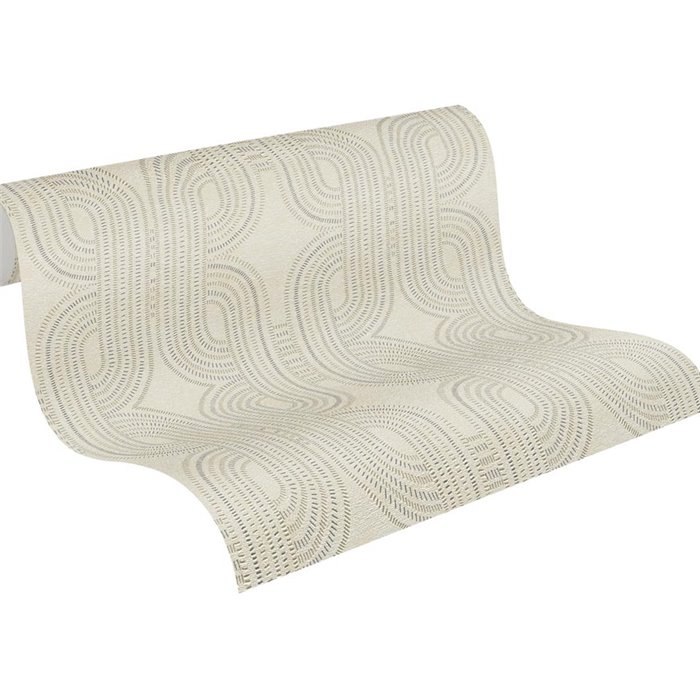 Papeldecor|Papier peint Art Déco moderne beige métallisé|Papier Peint
