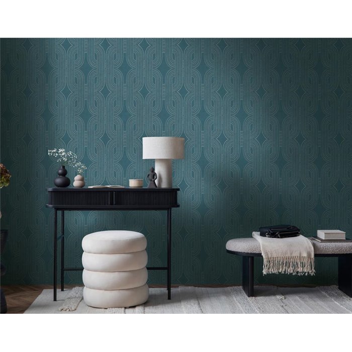 Papeldecor|Papier peint Art Déco moderne entrelacé bleu et vert|Papier Peint
