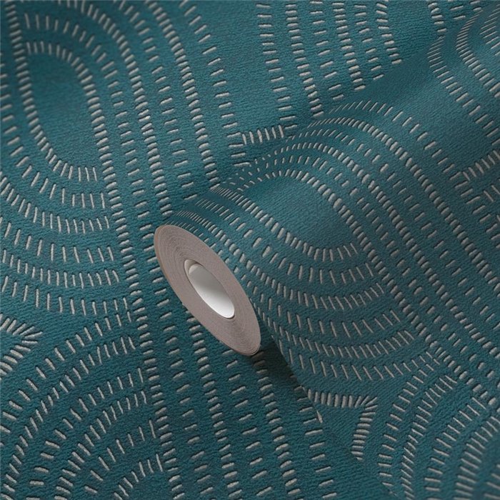 Papeldecor|Modern Interwoven Art Deco Blue and Green Wallpaper|Wallpaper