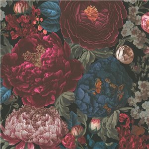Papeldecor|Tapete blauer Dschungelpflanzen-Blumenmuster|Tapeten