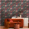 Papeldecor|Tapete Blumen Elegant Blau und Rot|Tapeten