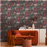 Papeldecor|Papel pintado floral elegante azul y rojo|Papel Pintado