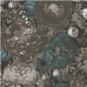 Papeldecor|Papier peint floral classique gris et noir|Floral