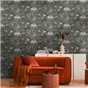 Papeldecor|Papier peint floral classique gris et noir|Floral