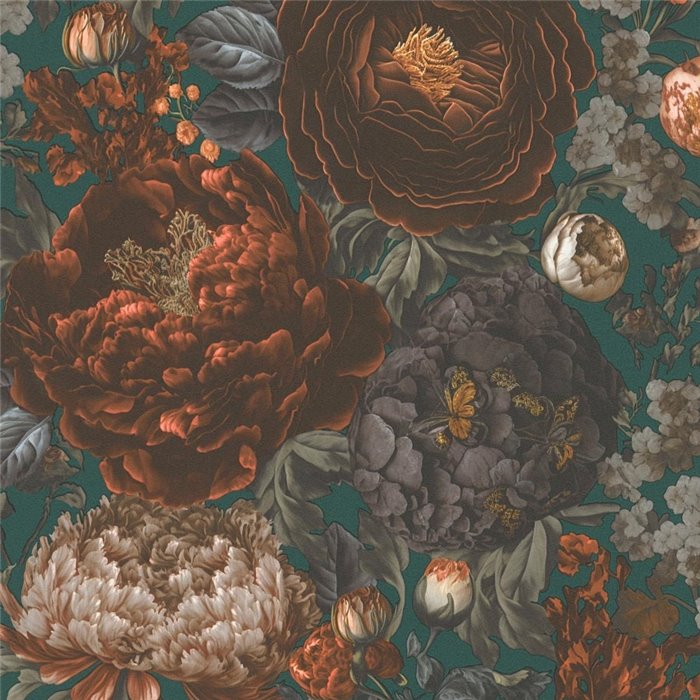 Papel pintado floral clásico gris verde - Papeldecor Eclipse 2027399793
