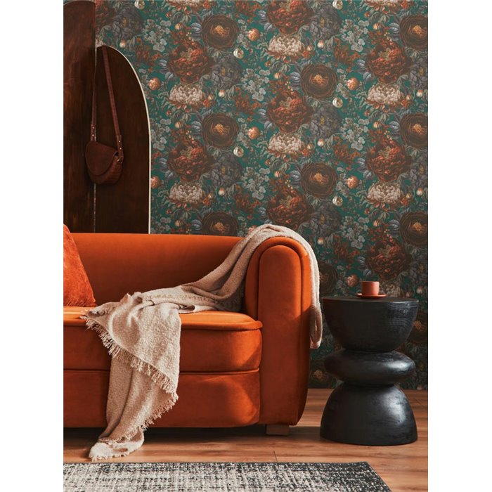 Papeldecor|Papier peint floral classique gris vert|Floral
