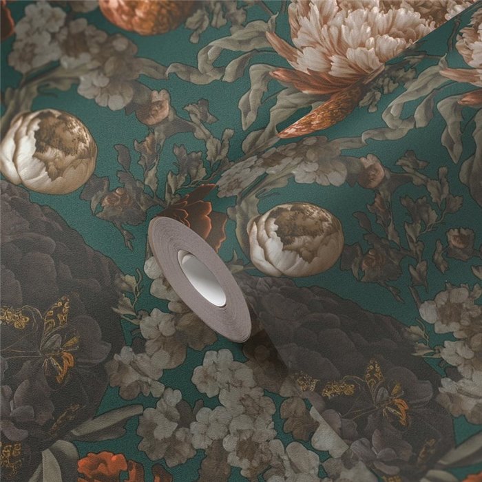Papeldecor|Classic Gray Green Floral Wallpaper|Floral