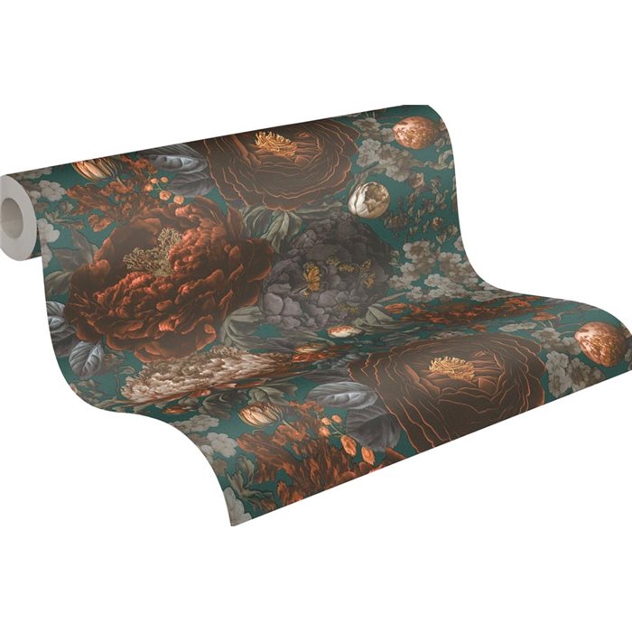 Papeldecor|Papier peint floral classique gris vert|Floral