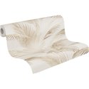 Papeldecor|Papel pintado Urban Jungle hojas palma beige crema|Floral