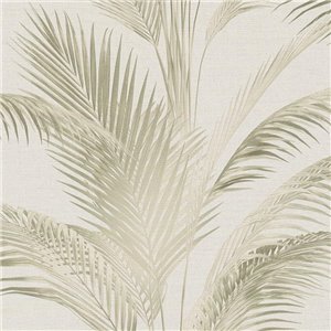 Papeldecor|Gold and Gray Metalized Palm Leaves Wallpaper|Floral