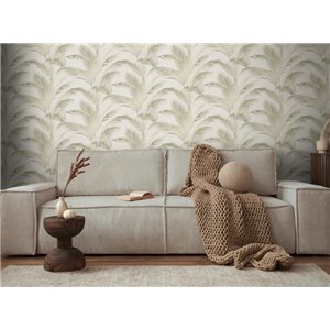 Papeldecor|Gold and Gray Metalized Palm Leaves Wallpaper|Floral 2