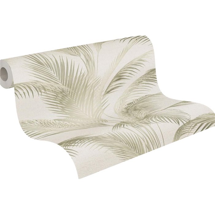 Papeldecor|Papier peint Urban Jungle feuilles de palmier crème vert|Floral