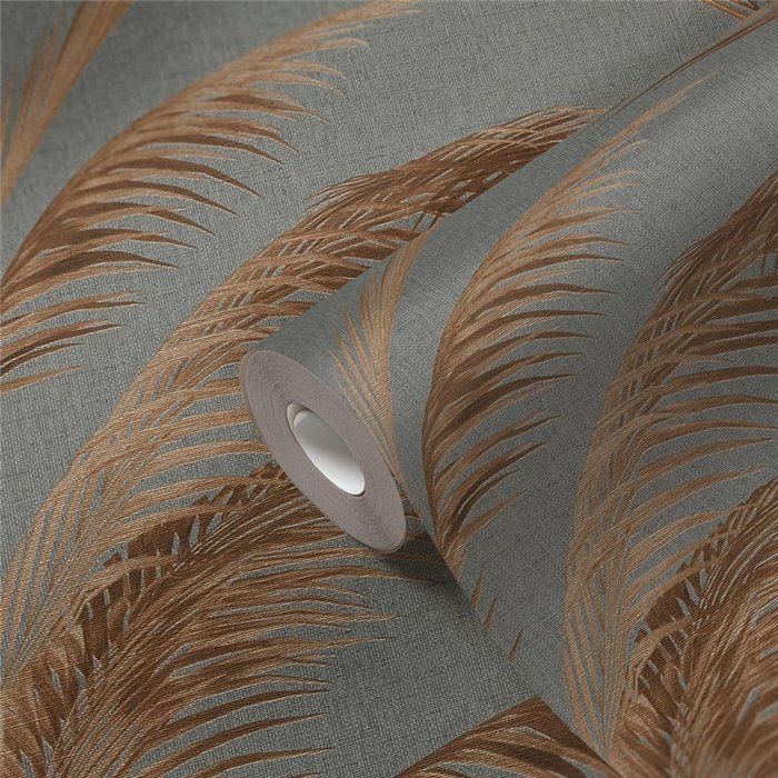 Papeldecor|Urban Jungle Style Metalized Palm Leaves Wallpaper|Floral