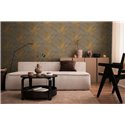 Papeldecor|Gold and Gray Metalized Palm Leaves Wallpaper|Floral