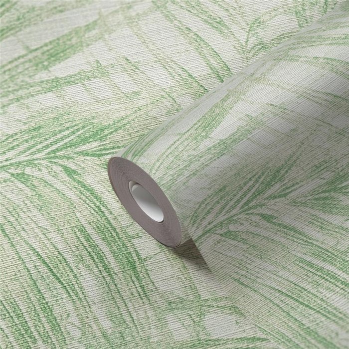 Papeldecor|Tapete Tropisch Palmenblätter Weiß und Grün|Tapeten