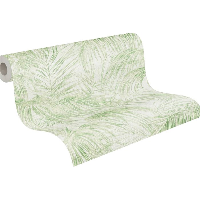 Papeldecor|Tapete Tropisch Palmenblätter Weiß und Grün|Tapeten