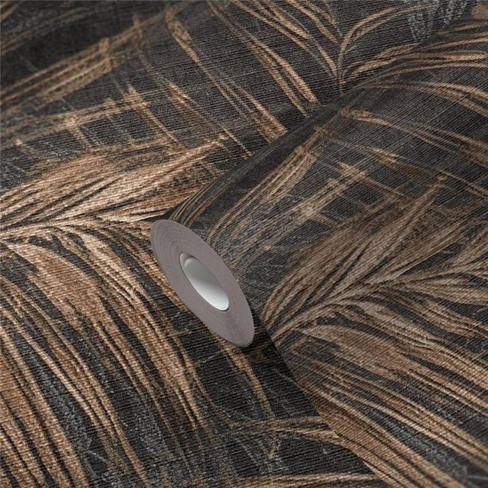 Papeldecor|Papier peint tropical feuilles de palmier beige et noir|Floral