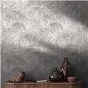 Papeldecor|Tropical Palm Leaves White Gray Wallpaper|Floral