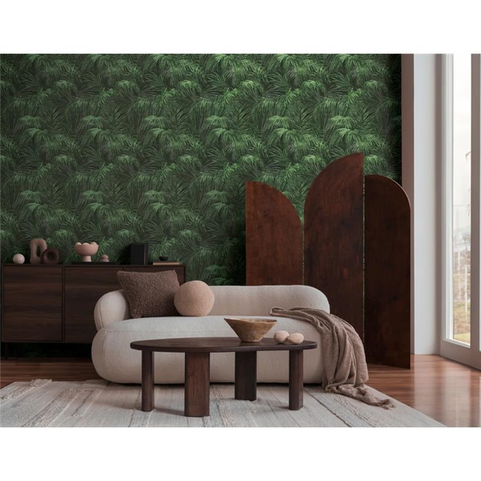 Papeldecor|Tapete Tropisch Print Schwarz und Grün|Blumen