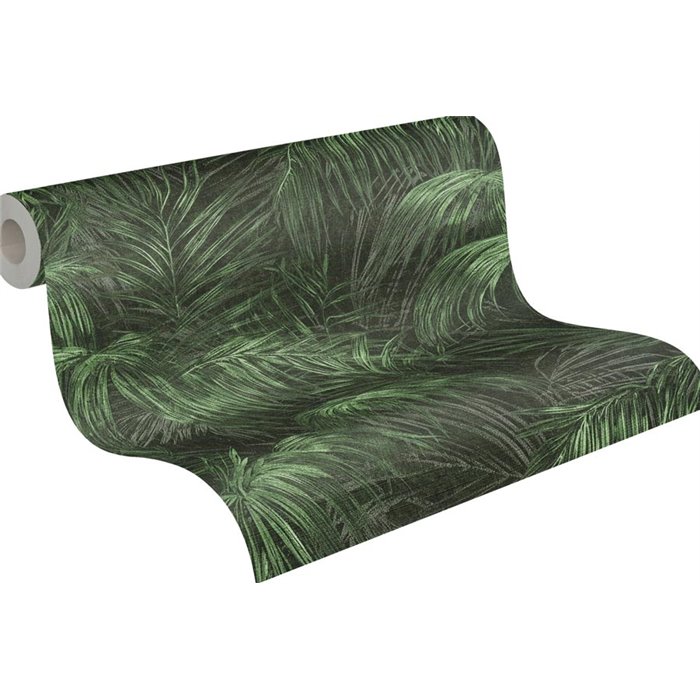 Papeldecor|Tapete Tropisch Print Schwarz und Grün|Blumen