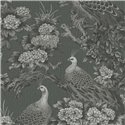 Papeldecor|Papier peint floral élégant gris et noir|Floral