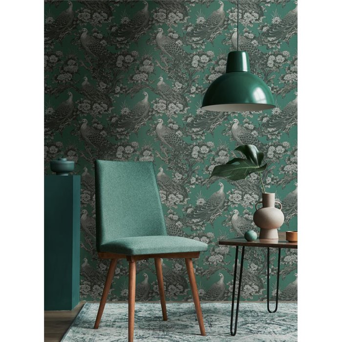 Papeldecor|Tapete Blumen Elegant Grau und Grün|Blumen