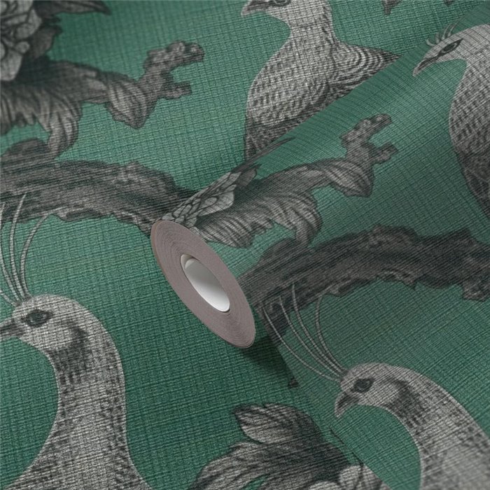 Papeldecor|Papier peint floral élégant gris et vert|Floral