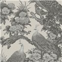 Papeldecor|Beige and Gray Peacocks and Flowers Wallpaper|Floral