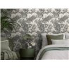 Papeldecor|Beige and Gray Peacocks and Flowers Wallpaper|Floral