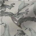 Papeldecor|Papier peint fleurs et paons beige et gris|Floral
