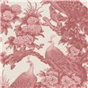 Papeldecor|Tapete Blumen und Pfauen Weiß Rot|Tapeten