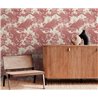 Papeldecor|Tapete Blumen und Pfauen Weiß Rot|Tapeten