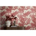 Papeldecor|Papier peint fleurs et paons blanc rouge|Papier Peint