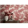 Papeldecor|Papier peint fleurs et paons blanc rouge|Papier Peint