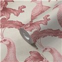 Papeldecor|Tapete Blumen und Pfauen Weiß Rot|Tapeten
